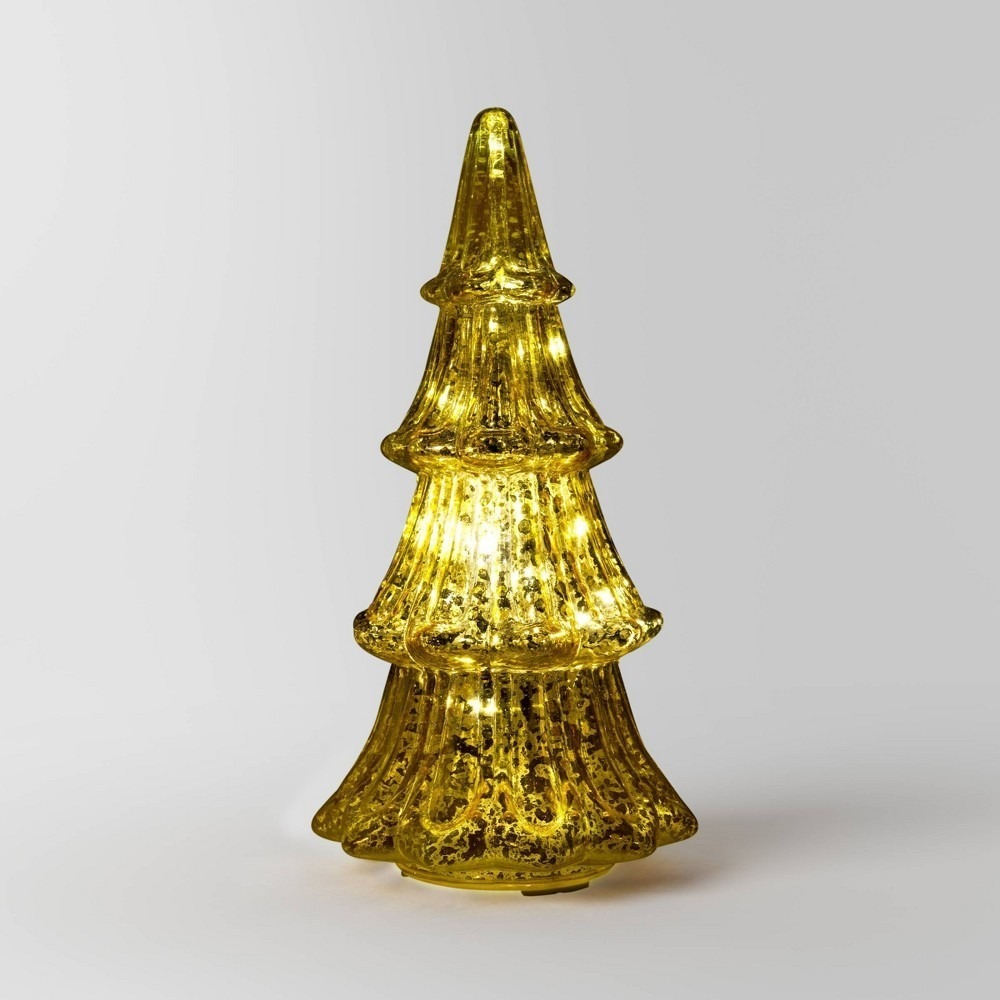 12" Christmas Mercury Lit Glass Tiered Tree Decor Gold - Wondershop, Target
